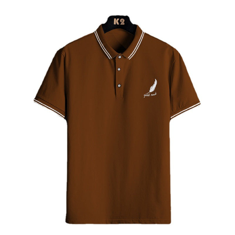 Men's British Short-Sleeved Lapel Gentleman Wheat Polo Shirt