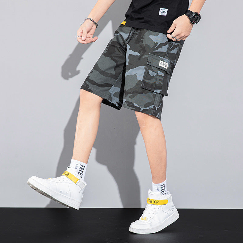 Casual Drawstring Cargo Multi Pocket Men's Beach Shorts