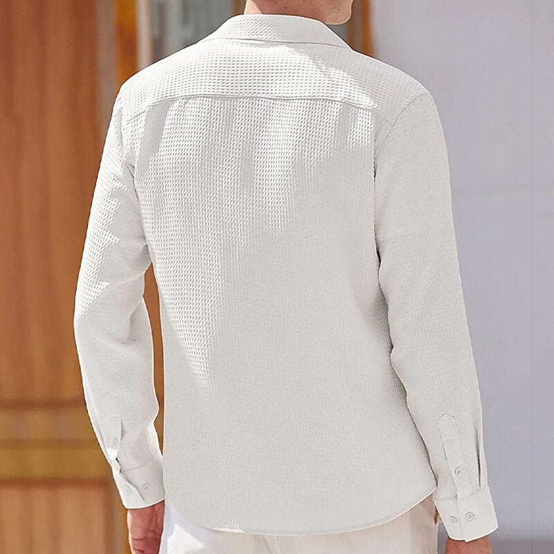 Men's Casual Lapel Long Sleeve Shirt