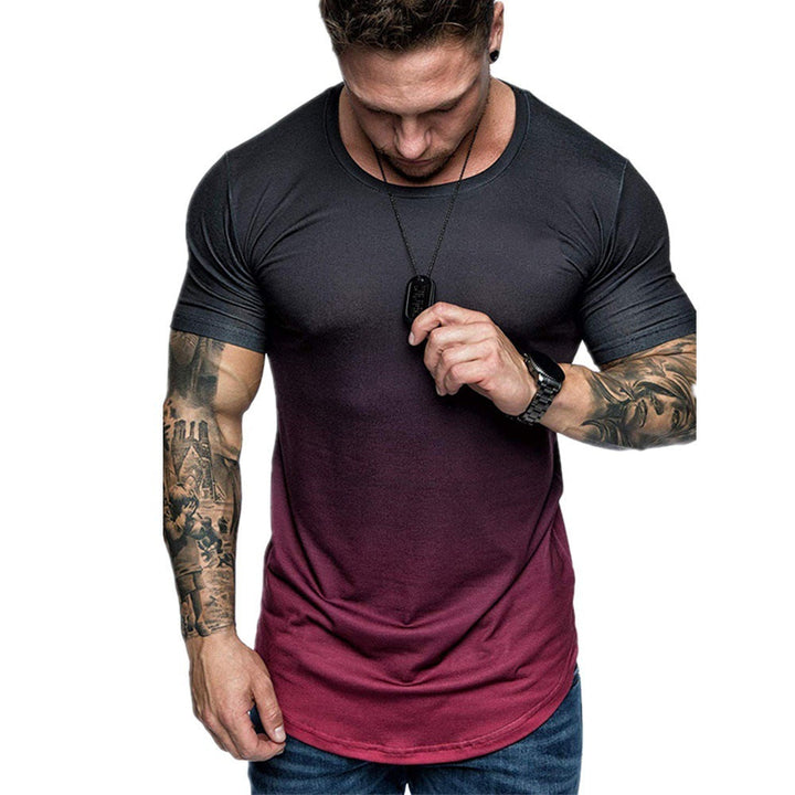 Men's Short Sleeve Round Neck Gradient T-Shirt