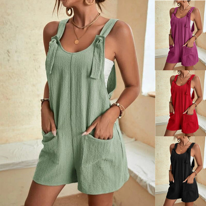 Comfy Solid Color Overalls Jumpsuits Rompers With Pockets