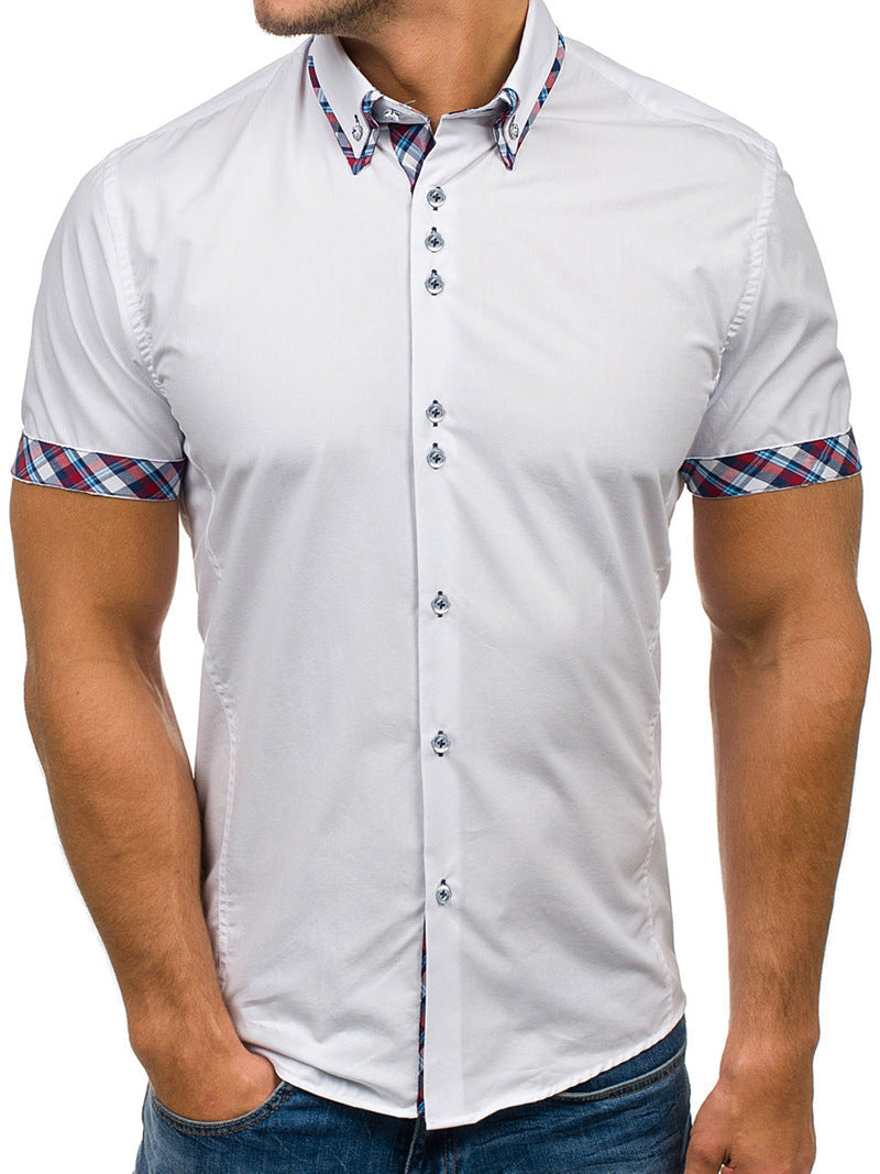 Men's Double Collar Plaid Shirt