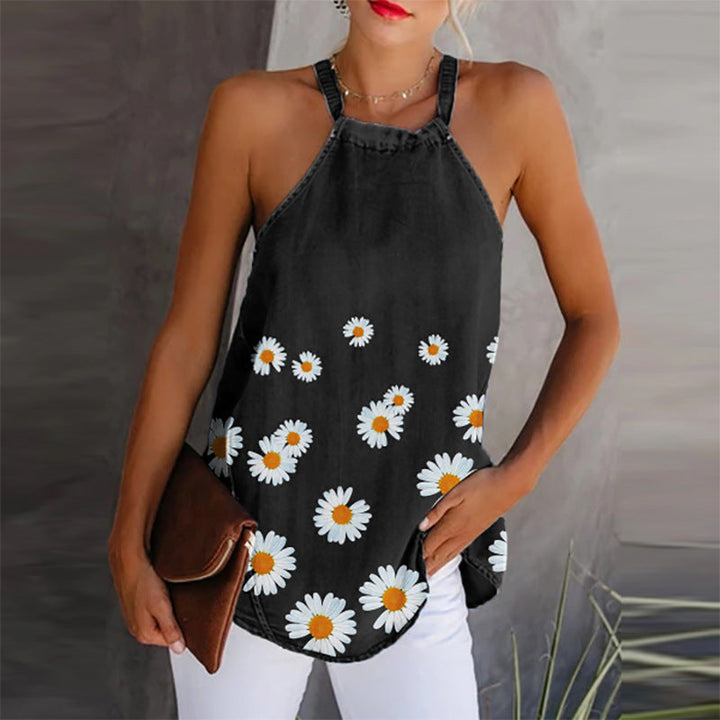 Printed denim camisole
