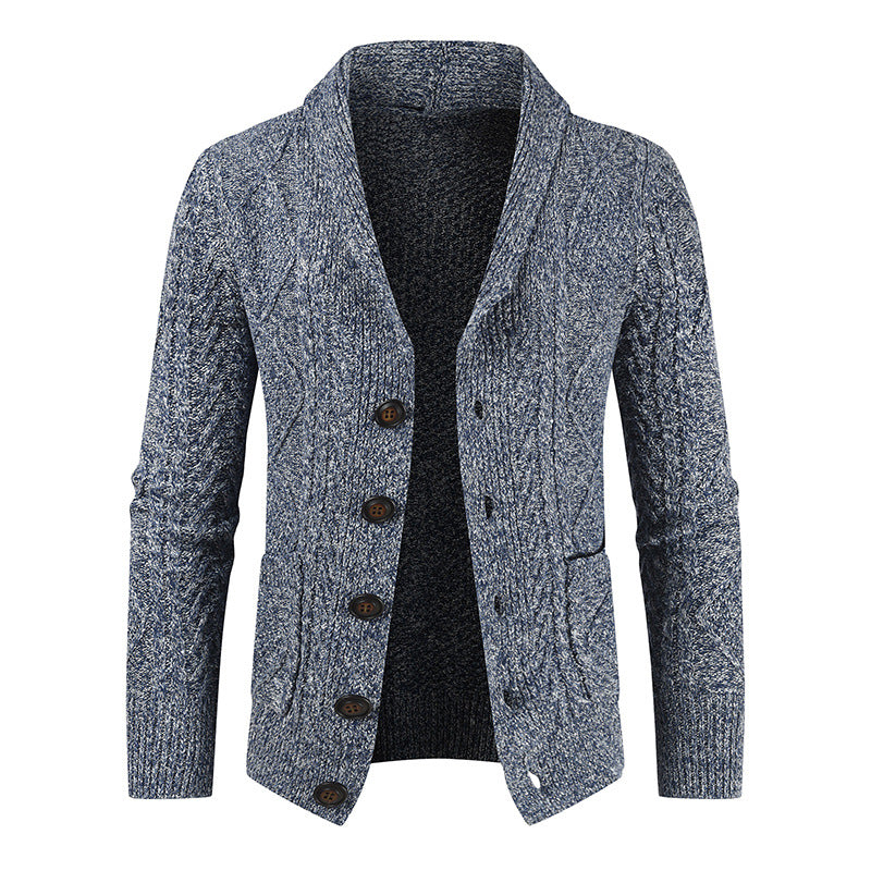 Men's Fashion Knitted Cardigan V Neck Loose Thick Sweater Jacket