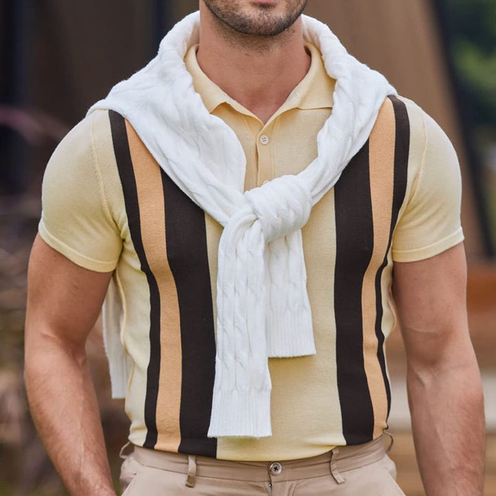 Men's Summer Stripes Jacquard Short Sleeve