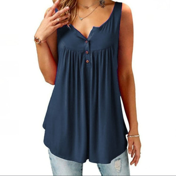 Summer Loose Button Tank Top - Clevecorner