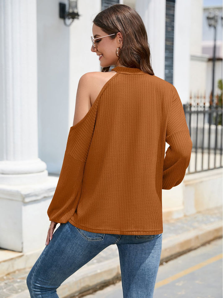 Women's Off-the-Shoulder Long Sleeve Crew Neck Top