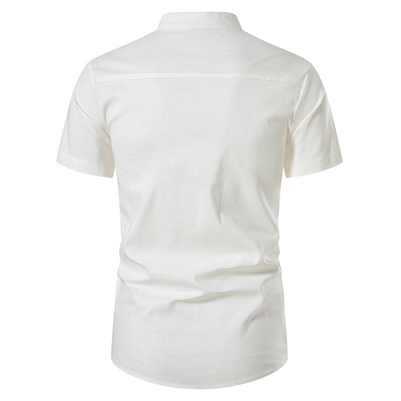 Men's Short Sleeve Stand Collar Casual Summer Shirt