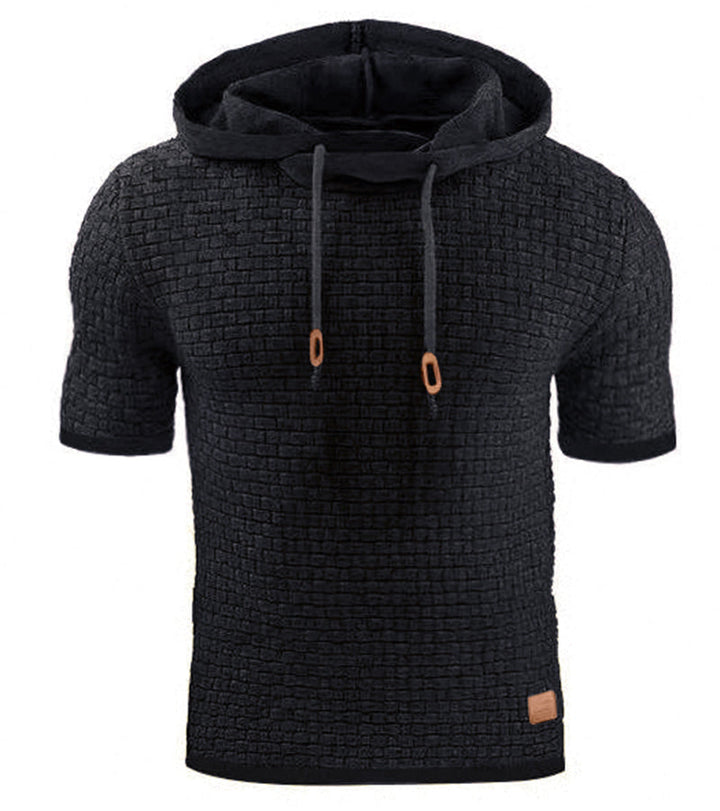 Men's Short Sleeve Solid Knitted Hoodie Sweater