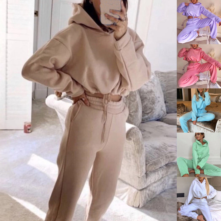 Women's Jogging Ensemble Set Long Sleeve Hoodie & Comfy Sweatsuit