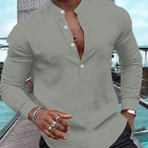 Classic Fit Vintage Long Sleeve Shirt for Men