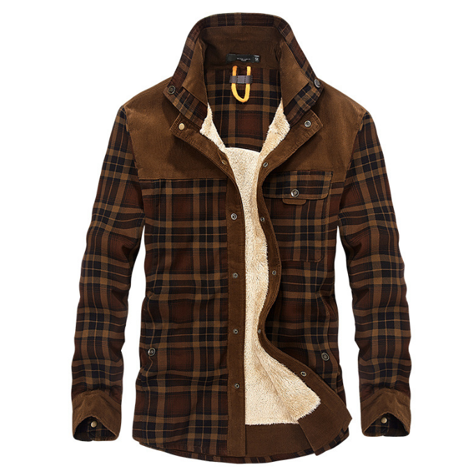 Winter Jacket Men Thicken Warm Fleece Jackets Coats Pure Cotton Plaid Jacket Military Clothes - Clevecorner