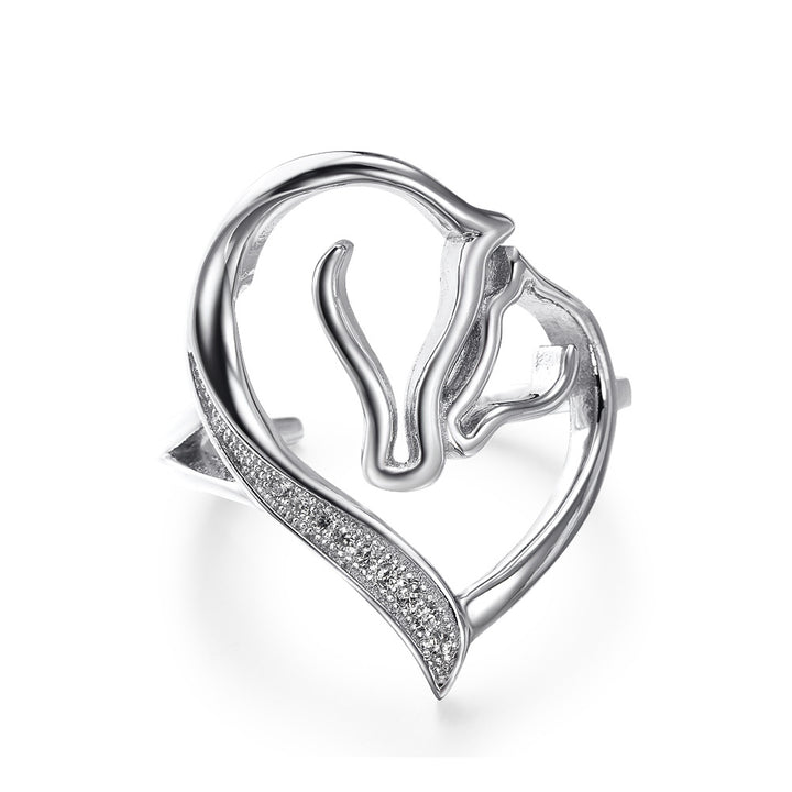 S925 Sterling Silver Horse Head Ring