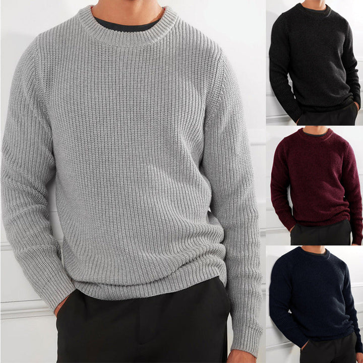 Casual Men's Solid Color Top Sweater Knitted Pullover