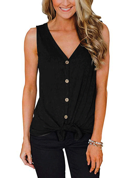 Women's V-Neck Sleeveless Bottoming Shirt Top - Clevecorner