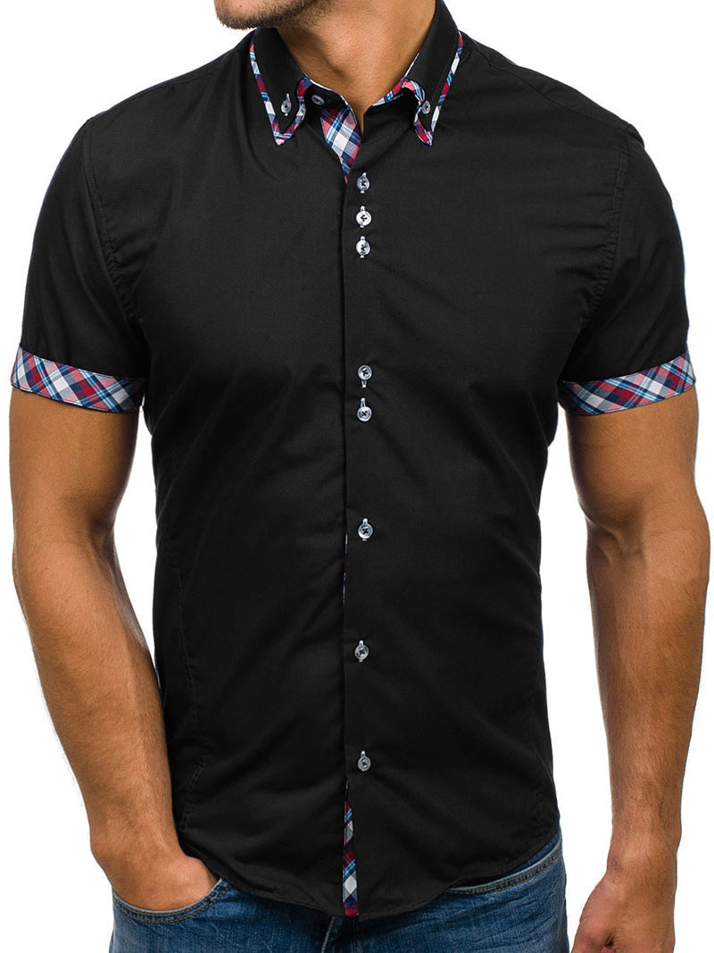 Men's Double Collar Plaid Shirt