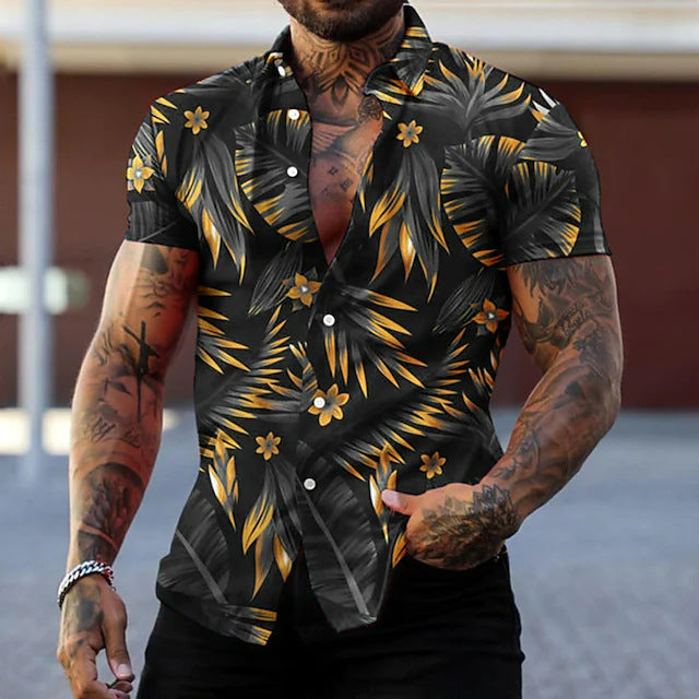 Stylish Men's Leaf Print Shirt