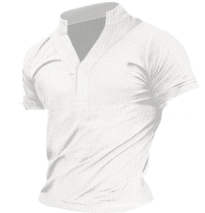Men's Solid Color Henry Collar Waffle T-shirt