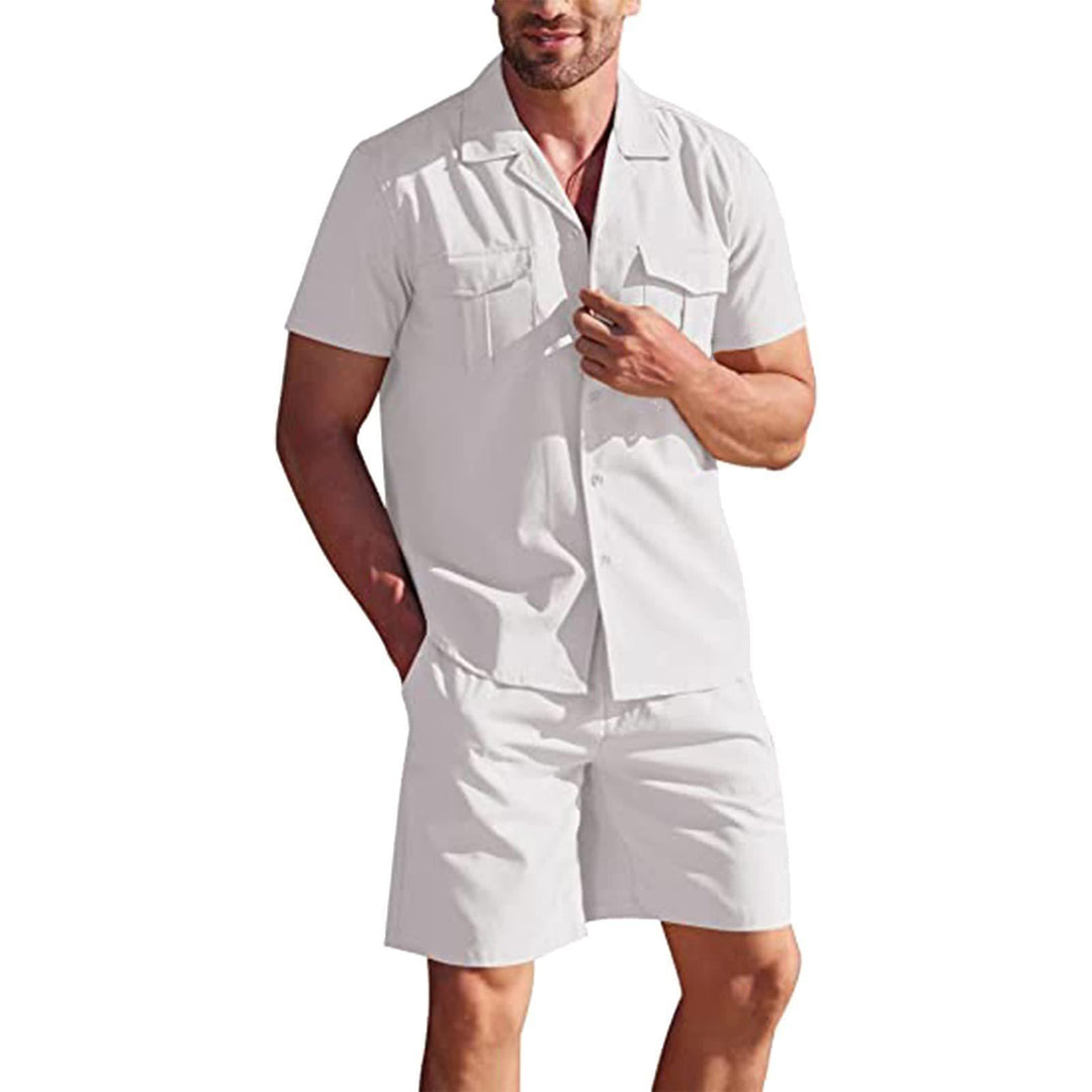 Summer Set Lapel Collar Short Sleeve Shirt & Shorts with Pockets