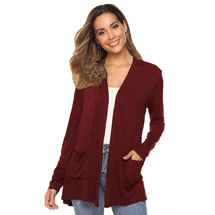 WOMEN'S CASUAL LIGHTWEIGHT OPEN FRONT LONG SLEEVE CARDIGANS - Clevecorner