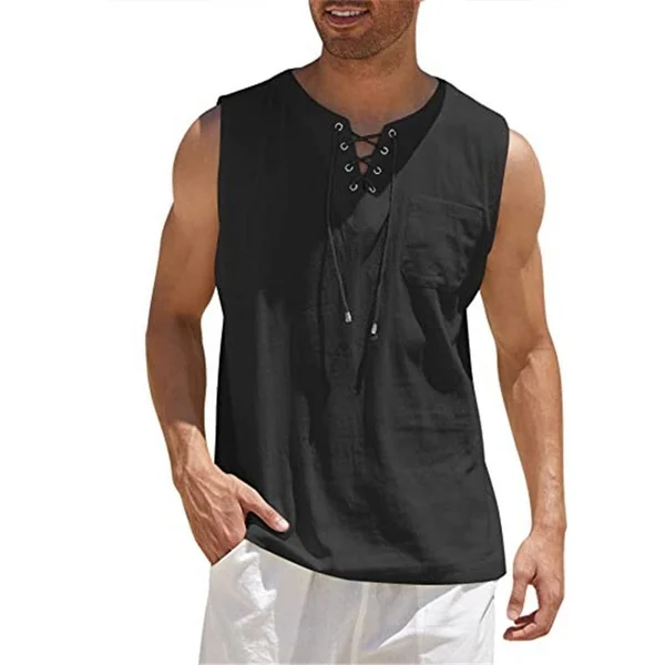 Men's Cotton Linen Sleeveless Shirt