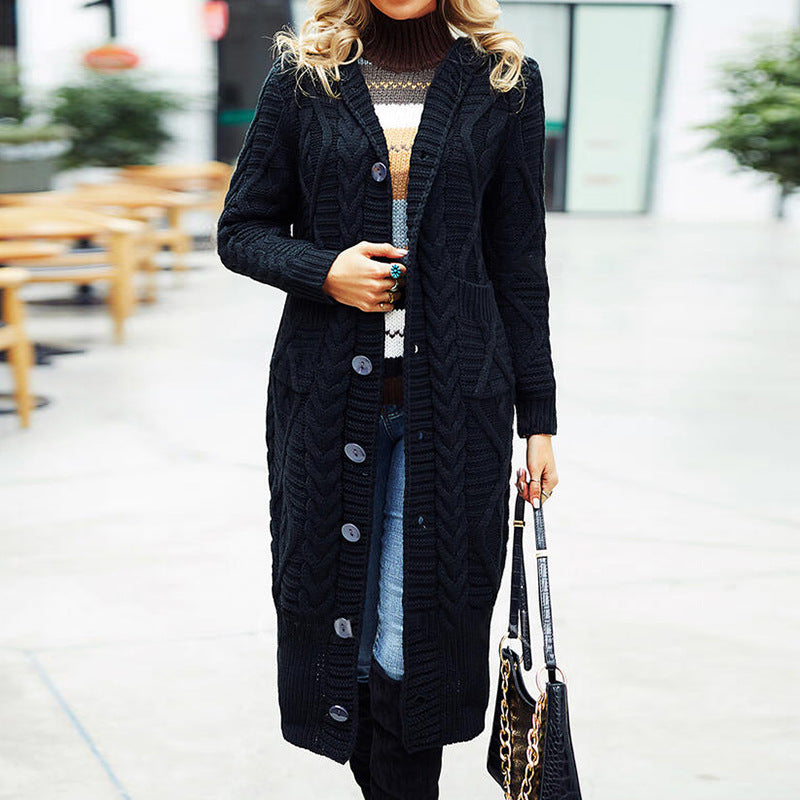 Wool Solid Color Cardigan Loose And Long Oversized Coat - Clevecorner