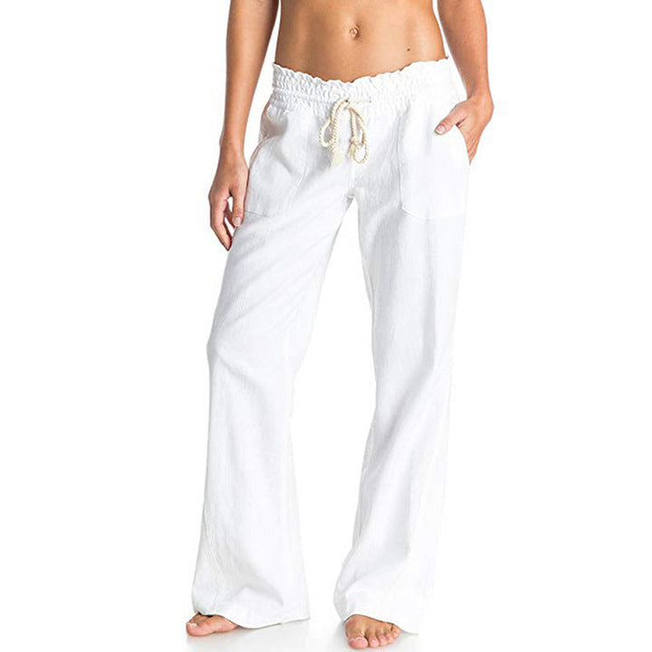Cotton Linen Lace-up Loose Trousers