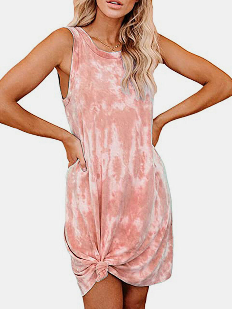 Women's Tie-Dye Sleeveless Casual Sundress - Clevecorner