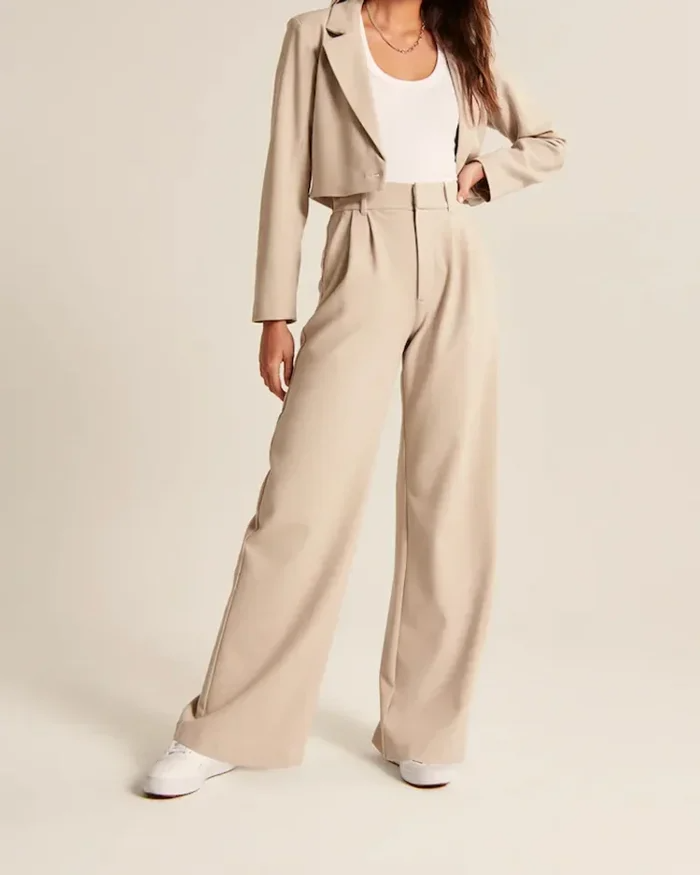 Clevecorner™ High Waist Tailored Wide Leg Pants