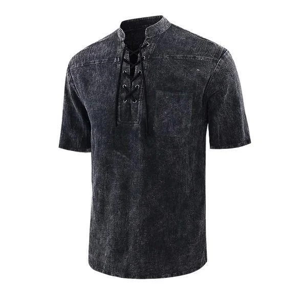 Men's Short Sleeve T Shirt With V-neck & Pocket