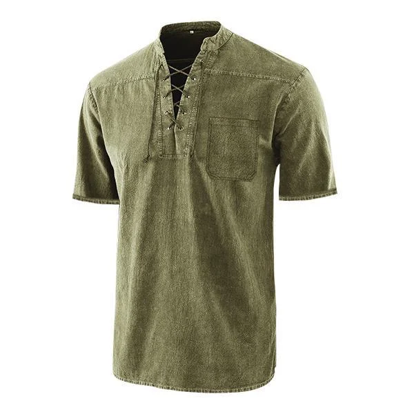 Men's Short Sleeve T Shirt With V-neck & Pocket