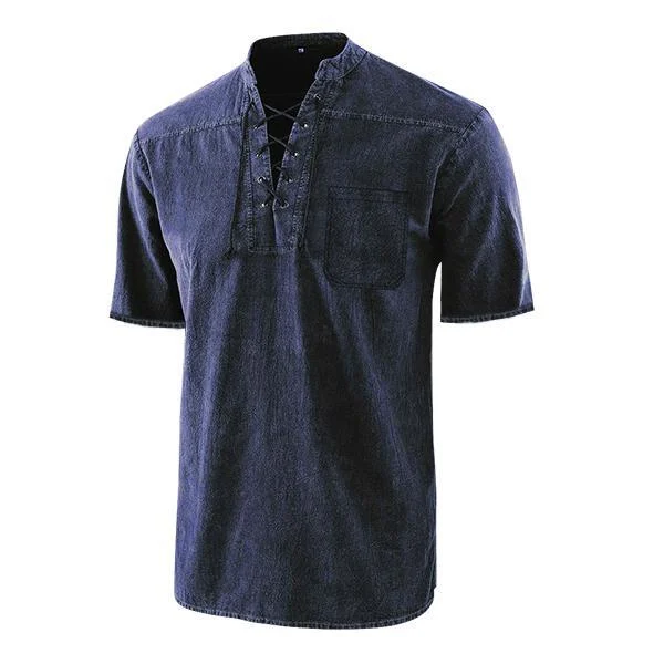 Men's Short Sleeve T Shirt With V-neck & Pocket