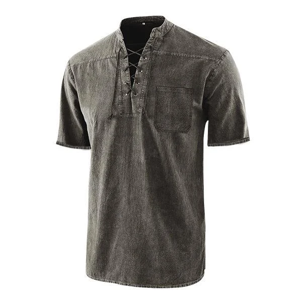 Men's Short Sleeve T Shirt With V-neck & Pocket