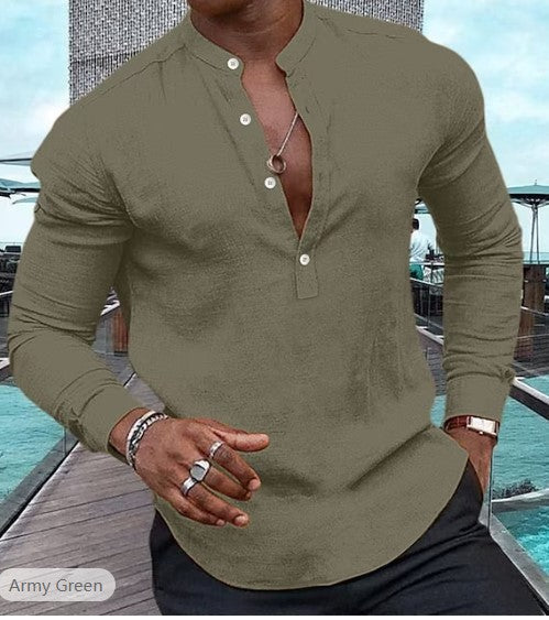 Classic Fit Vintage Long Sleeve Shirt for Men