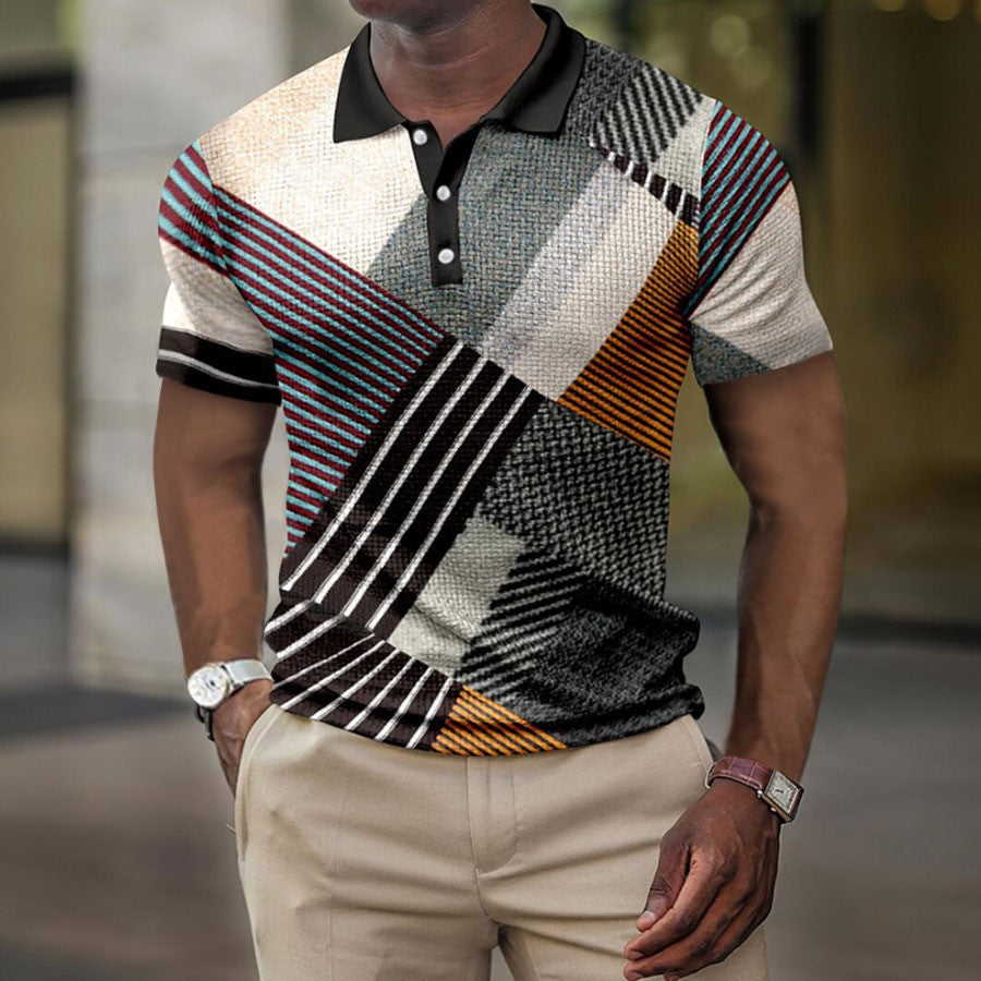 3D Digital Print Men's Lapel Short Sleeve Shirt