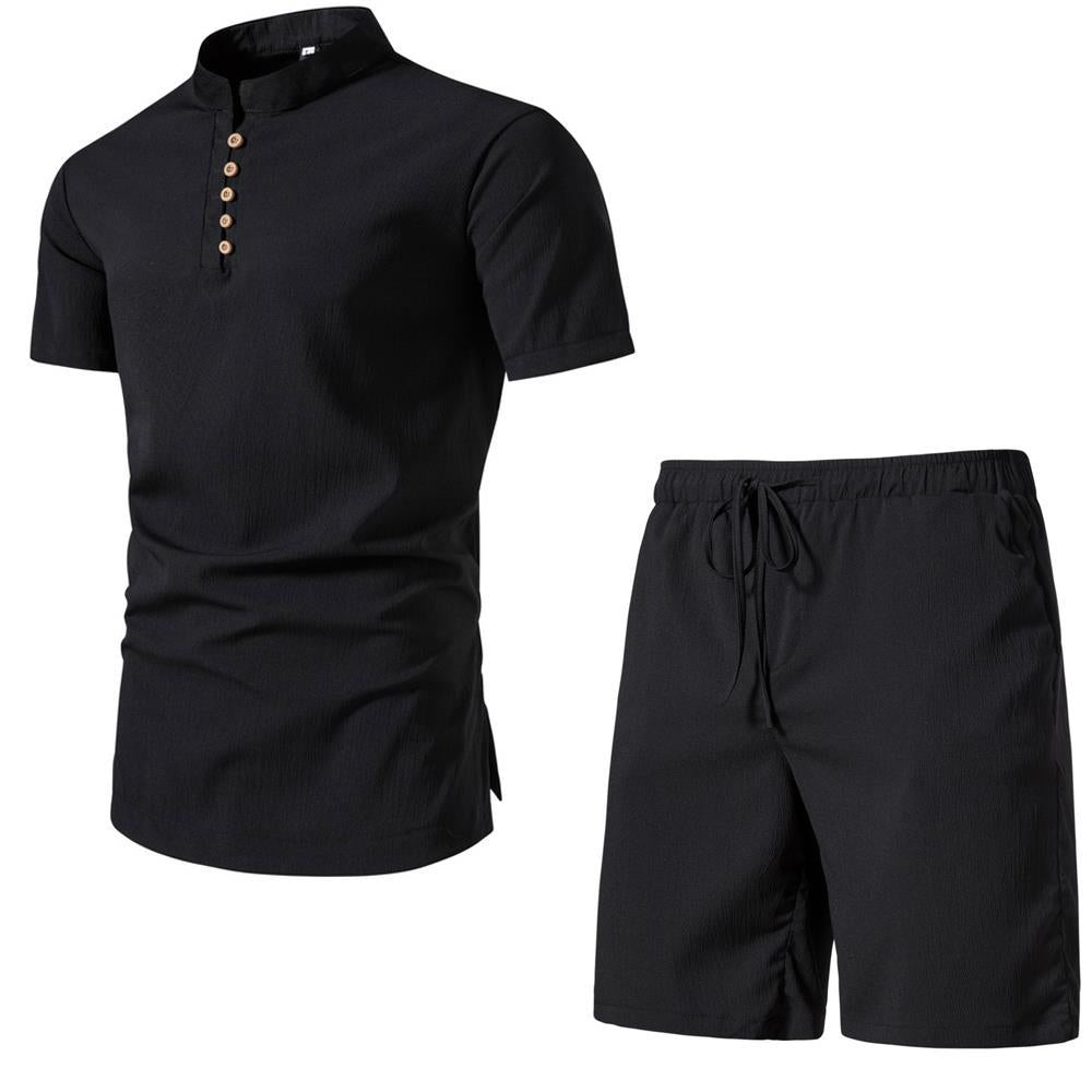 Men's Two-Piece Short Sleeve Set Infused with Contemporary Chinese Elegance