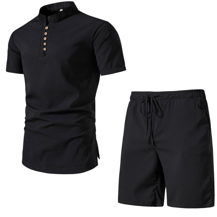 Men's Two-Piece Short Sleeve Set Infused with Contemporary Chinese Elegance