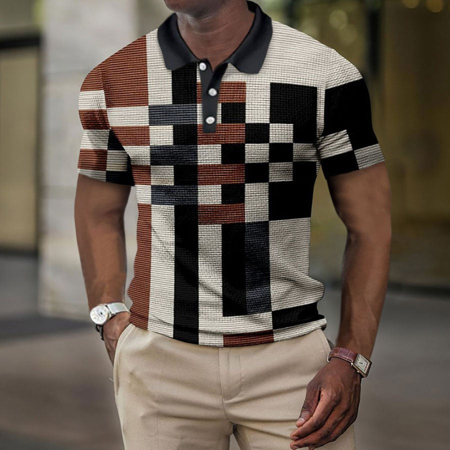 3D Digital Print Men's Lapel Short Sleeve Shirt