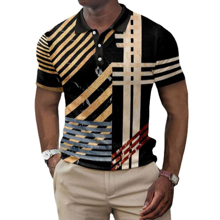 3D Digital Print Men's Lapel Short Sleeve Shirt