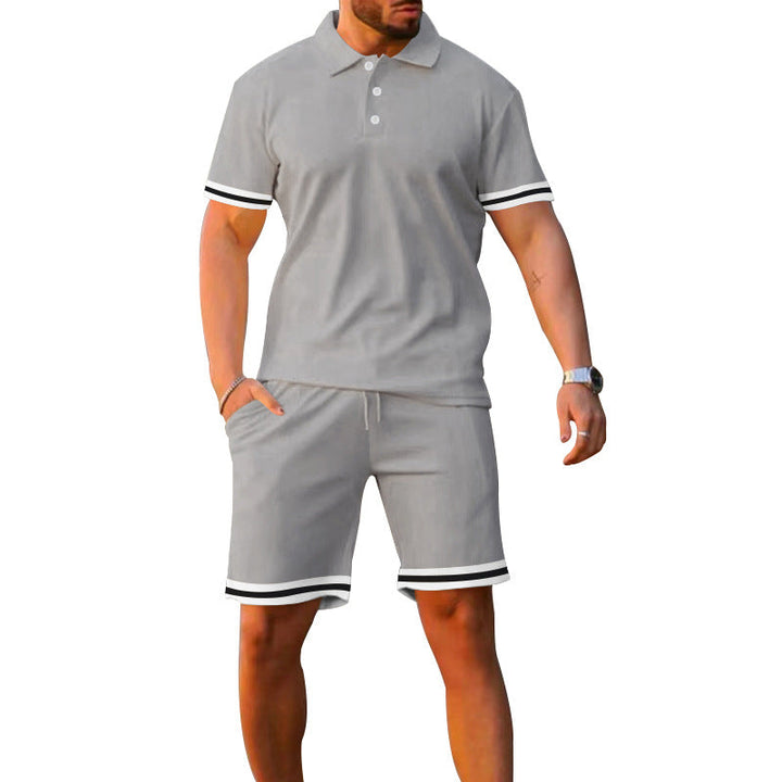 Men's Lapel Short Sleeve Shorts Set - Sporty Leisure Two-Piece