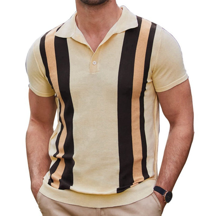 Men's Summer Stripes Jacquard Short Sleeve