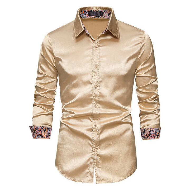 Men's Contrast Color Casual Slim-fit Buttoned Shirt