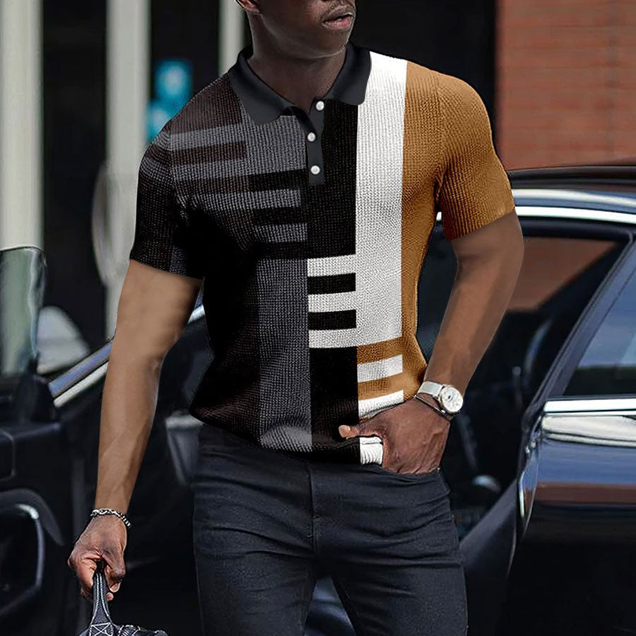 3D Digital Print Men's Lapel Short Sleeve Shirt