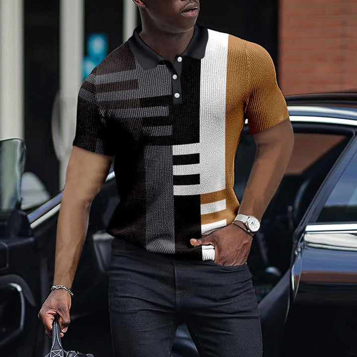 3D Digital Print Men's Lapel Short Sleeve Shirt