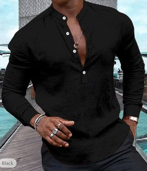 Classic Fit Vintage Long Sleeve Shirt for Men