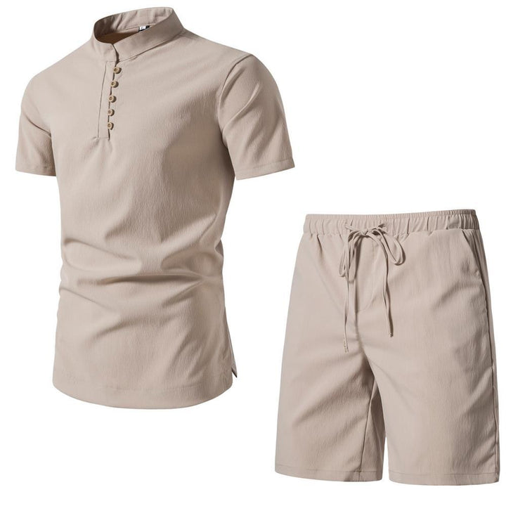 Men's Two-Piece Short Sleeve Set Infused with Contemporary Chinese Elegance