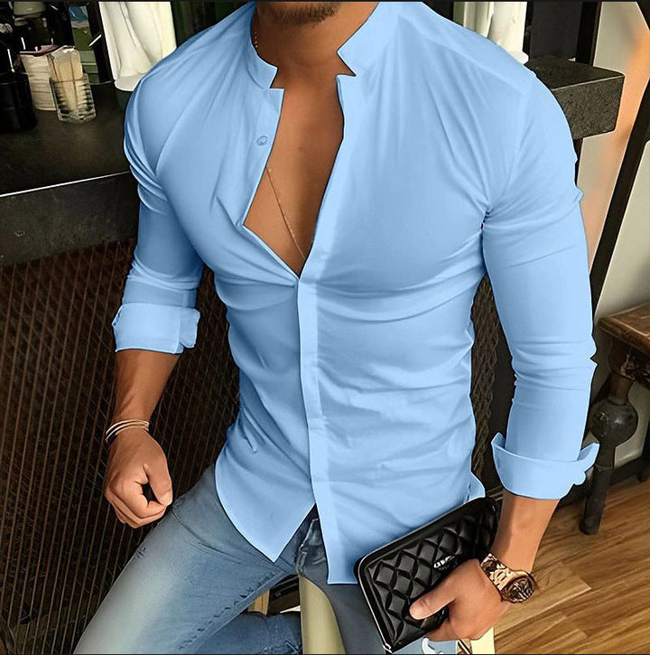 Men's Casual Fashion Stand Collar Shirt