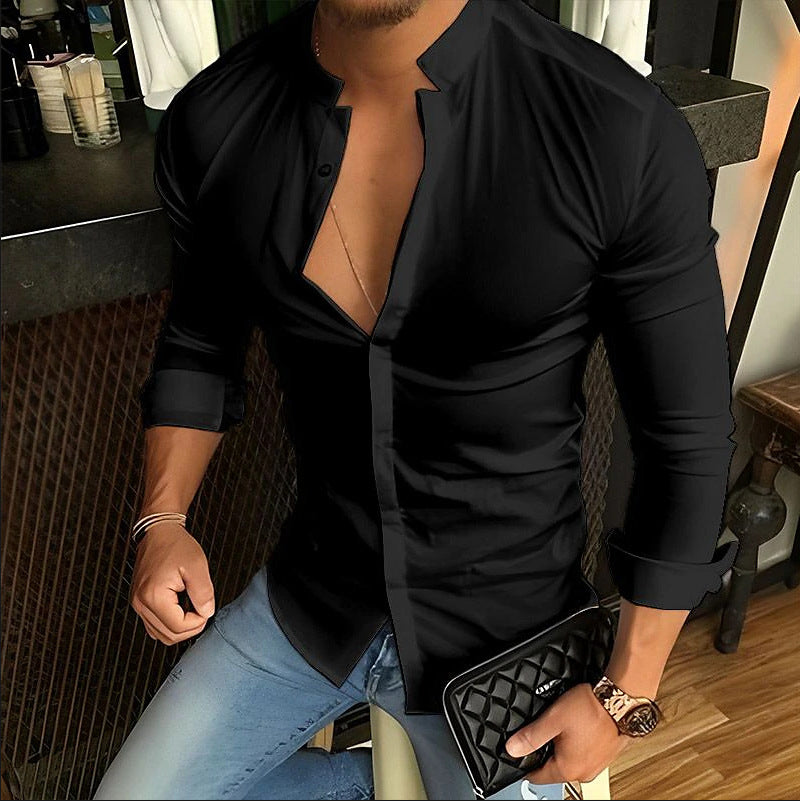 Men's Casual Fashion Stand Collar Shirt