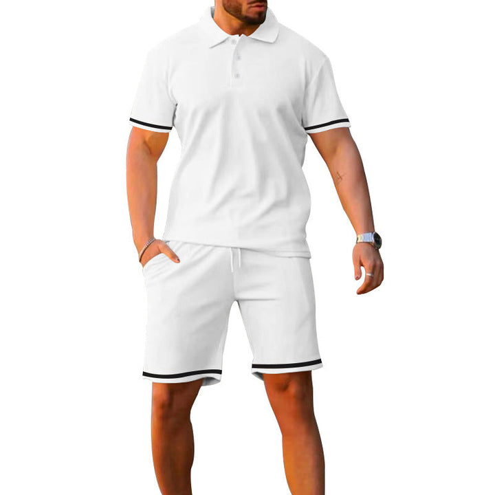 Men's Lapel Short Sleeve Shorts Set - Sporty Leisure Two-Piece