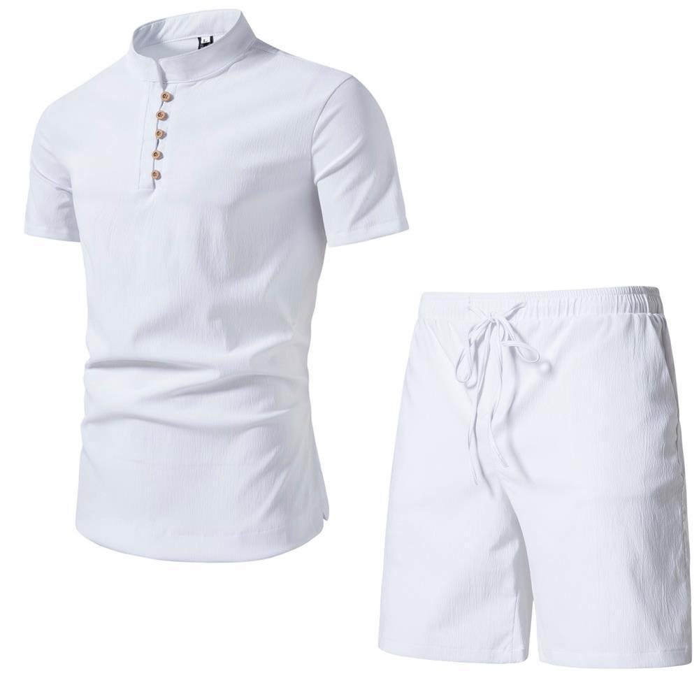 Men's Two-Piece Short Sleeve Set Infused with Contemporary Chinese Elegance